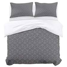 Black And White Squares Comforter 3 Piece Bedding Duvet Cover Set Twin Modern Geometric Squares Grey Luxury Hypoallergenic Microfiber Comforter Qui Bed Duvet Covers Duvet Cover Sets Comforters