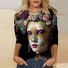 Maschera da donna con grafica, costume da carnevale, maniche a 3/4, per  feste, sexy, scollo rotondo, costume di carnevale, per feste di carnevale,  beige., S : Amazon.it: Moda