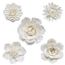 Ceramic flowers with pointed pettals and stems your choice, for vace, home, garden, creative decore. House Of Hampton Klara 5 Piece Ceramic Floral Wall Decor Set Ceramic Flowers Flower Wall Art Floral Wall Art