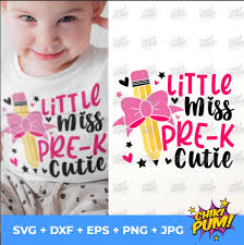 Little Miss Pre-K Cutie SVG PNG: 新学期デザインカットファイル（デジタルダウンロード）