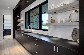 Kitchen Sink Wall Kitchen Sink Wall With Lower Cabinets Floating Shelves And Large Black Windows Kitchen Sin Home Kitchen Inspirations Floating Shelves Kitchen