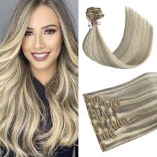 Amazon.com : HUAYI Clip In Real Human Hair Extensions Ash Blonde Mixed  Bleach Blonde 12 Inch 70g 7pcs Natural Double Weft No Shedding No Tangling  Remy Human Hair Extensions(12in 7pcs 70g) :