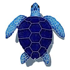 Loggerhead Turtle Blue W Shadow Pool Mosaic Mosaic Pool Loggerhead Turtle Turtle