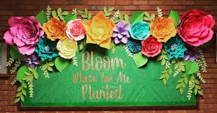 Provided in both color and blackline they will add color and pop to your classroom environment while helping you create important visual communic. Paper Flower Bulletin Board April Pta Silhouette Cameo Spring Flower Bulletin Boards Preschool Bulletin Preschool Bulletin Boards
