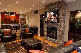 Cozy Basement Ideas Basement Family Room With Brick Fireplace Cozy Family Room Ideas For Basement Design Family Room Basement Living Rooms