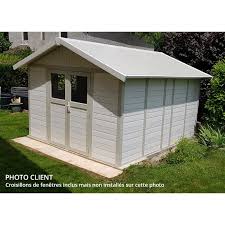 Abri de jardin déco 4,9 m² pmma gris foncé. Abri De Jardin En Pvc 11 2m Deco Blanc Et Gris Vert Grosfillex
