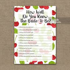 Oct 26, 2021 · funny bride and groom trivia questions to lighten up the party, what could be a more exciting way than with some funny trivia questions! How Well Do You Know The Bride Cherries Nifty Printables