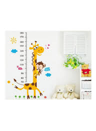 Cartoon Giraffe Kids Growth Chart Wall Sticker Multicolour