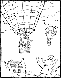 Jpg 300 dpi, pdf color: Thomas Waves To A Hot Air Balloon Kiddicolour