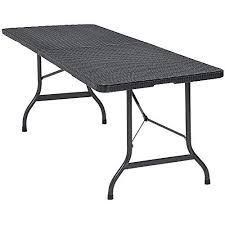 Casaria Gartentisch Klapptisch Klappbar 180 Cm I Poly Rattan Optik I Kunststoff I Schwarz Campingtisch Buffettisch Camping Tisch Klapptisch Buffettisch