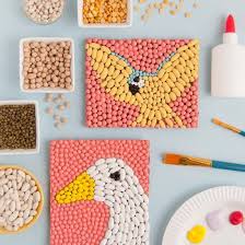 Bean Art Animal Mosaics Book Crafts Animal Crafts Kids Art Projects