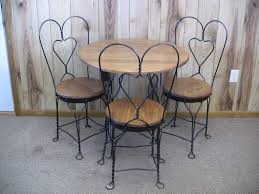 Vintage Ice Cream Parlor Chair Oak Wood Wrought Iron Bistro Cafe Patio Furniture Kitchen Nook Set Patio Furniture Sets Patio Furnishings Wood Patio Furniture