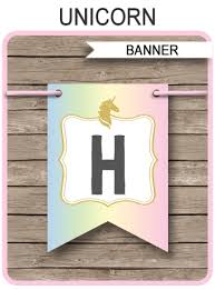 unicorn pennant banner template unicorn theme happy birthday