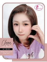 Ryuuta Wig Deep Part Half Lace Wig Bob Panjang Clara Hitam Coklat 16 inch  40 cm