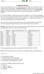 Compound Interest Worksheet Answers With Pound Interest You Earn An Additional 1500 In 2020 Simple Interest Math Compound Interest Word Problem Worksheets