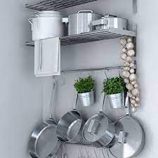 Can you hang a wall rack from ikea? Amazon Com Ikea Grundtal Stainless Steel Wall Shelf Rail And 15 Large Hooks Set Kitchen Storage And Organizer Set Home Kitchen