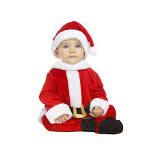 Smesso il pesante abito tutto rosso con barba, berretto e pancia, sta finendo di caricare la sua familiare. Costume Babbo Natale Neonato Solofesta
