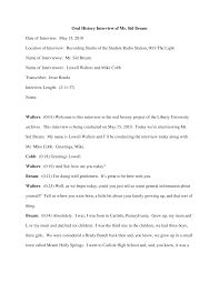 Oral History Interview of Mr