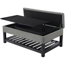 Brown storage ottoman coffee table w/ 4 flip trays by furnituremaxx. Lifestyle Solutions Landry Tufted Lift Top Coffee Table Ottoman In Light Gray Walmart Com Walmart Com