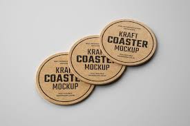 Kraft Beverage Coaster Mockup In 2020 Drink Coasters Mockup Branding Design