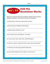Punctuation Worksheets For Kindergarten The Quotation Marks Worksheet Punctuation Worksheets First In 2020 Punctuation Worksheets Speech Marks Quotations