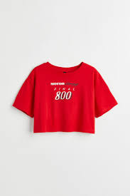 Áo lửng in hình - Màu đỏ/Motor racing - Ladies | H&M VN