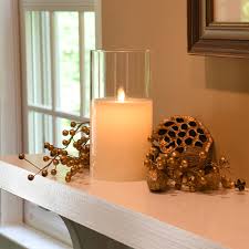 Battery Powered Motion Flame Led Glass Wax Candle Large Hurricane Lumabase