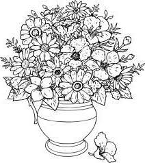 Desenho de jarra pequena de flores para colorir, pintar e imprimir. Como Desenhar Uma Flor Em Um Vaso Com Um L Pis