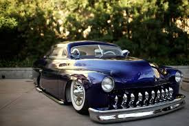 1949 1950 1951 Merc Mercury Leadsled Kustom With Desoto Grille Teeth Lake Pipes And A White Interior Roadster Car Lowrider Cars Classic Cars