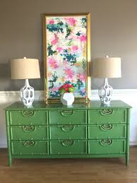Faux Bamboo Basset Dresser Redone In Green Colorful Furniture Faux Bamboo Diy Dresser Makeover