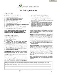Application for the position of au pair. 1 Au Pair Application Form Deductible Insurance