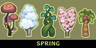 Replaced The Appearances Of Maple Trees Oak Trees Pine Trees Palm Trees Big Mushrooms Stardew Valley Pixel Art Drawings