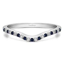 Dainty Contour Wedding Ring Set In 14k Gold With Diamonds And Sapphires 0 16ct Sapphire Engagement Ring Blue Sapphire Wedding Band Wedding Ring Sets