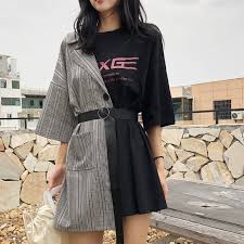 Women Splice Oversized T Shirt Dress Lace Up Letters Printed Irregular Tees Mini Plaids Dress Fake Two Piece Slim Dress Dresses Aliexpress Wear yours with a pair of court shoes. women splice oversized t shirt dress lace up letters printed irregular tees mini plaids dress fake two piece slim dress
