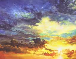 Time painting acrylic painting techniques painting videos painting clouds how to paint clouds online painting watercolor techniques how to paint waves painting art. Orange Blue Sunset Sky Art Print Watercolor Sunset Art Etsy Sunset Art Watercolor Clouds Sky Art