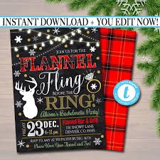 Editable Flannel Fling Before The Ring Bachelorette Party Etsy In 2020 Xmas Party Invitations Bachelorette Party Invitations Christmas Engagement Party
