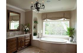 Faux roman shade valance custom window treatment relaxed style. Jennifer Mcdowell Interiors Palos Verdes Bathroom Design Bathroom Windows Traditional Bathroom Decor Traditional Bathroom