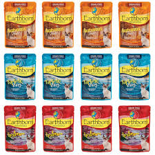 Earthborn Holistic Grain Free Wet Cat Food In Gravy Pouches 3 Ounces Each 3 Flavors Riptide Zing Autumn Tide And Upstre Food Canned Cat Food Grain Free