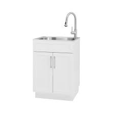 This 23.75 inch wall cabinet provides added storage in a transitional door style to complement any room. Glacier Bay All In One 24 125 In X 21 375 In X 35 In Stainless Steel Laundry Sink With Faucet And Storage Cabinet 1521us 24 262 The Home Depot Laundry Sink Laundry Room Utility Sink Storage Cabinet