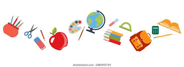 School Supplies Seamless Border: Over ...