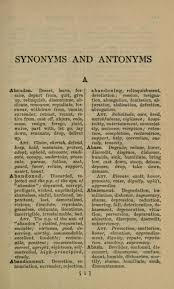 Synonyms And Antonyms An Alphabetical List Of Synonyms And Antonyms Antonyms Synonym