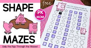Students of all ages love mazes….and that includes your preschool and kindergarten students. Shape Mazes For Preschoolers Preschool Mom