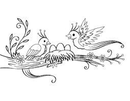 Here is a nice coloring picture of spring featuring a bird, a sun, clouds and trees. Free Printable Spring Coloring Pages