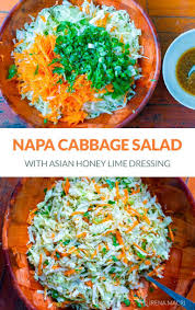 Napa Cabbage Salad With Honey Lime Ginger Dressing Recipe Napa Cabbage Salad Napa Cabbage Recipes Cabbage Salad