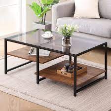 He is offering an optional wood base with the plans for those of you without access to the metal base. Buy Homooi Glass Wood Coffee Table With 3 Tier Storage Spaces For Living Room Rectangle Metal Wood Coffee Tables With Grey Tempered Glass Top Online In Indonesia B08q37bp3v