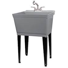 This versatile sink is ideal for any kitchen, laundry, mudroom, or Buy Grey Utility Sink Laundry Tub With Pull Out Stainless Steel Finish Faucet Sprayer Spout Heavy Duty Slop Sinks For Basement Garage Or Shop Large Free Standing Wash Station Tubs And Drainage