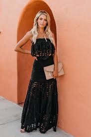 Flawless Cotton Eyelet Maxi Skirt Black Shopperboard