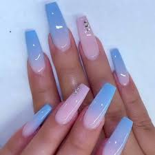 Como tener uñas largas 100 fotos de uñas decoradas. Unas Largas Con Degradado Unas De Gel Brillantes Unas Postizas De Gel Manicura De Unas