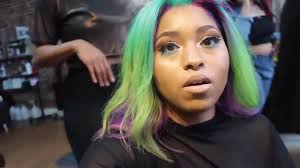 Then take some light purple eyeshadow and apply it above the crease (above the black eyeshadow) and blend into soften the harsh lines of the black eyeshadow. Dying My Hair Lime Green Pink Hair Blue Hair Purple Hair Photoshoot Vlog Amazing Hair Color Youtube