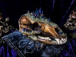 Chalcopyrite Blue Titanium Quartz Bear Skull Bear Skull Blue Titanium Quartz Animal Skulls